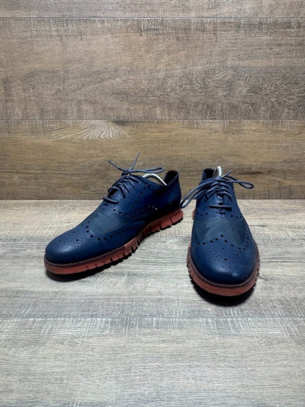 Cole Haan ZeroGrand Blue Leather  No Stitch Wingtip Oxfords Men's Size 10.5